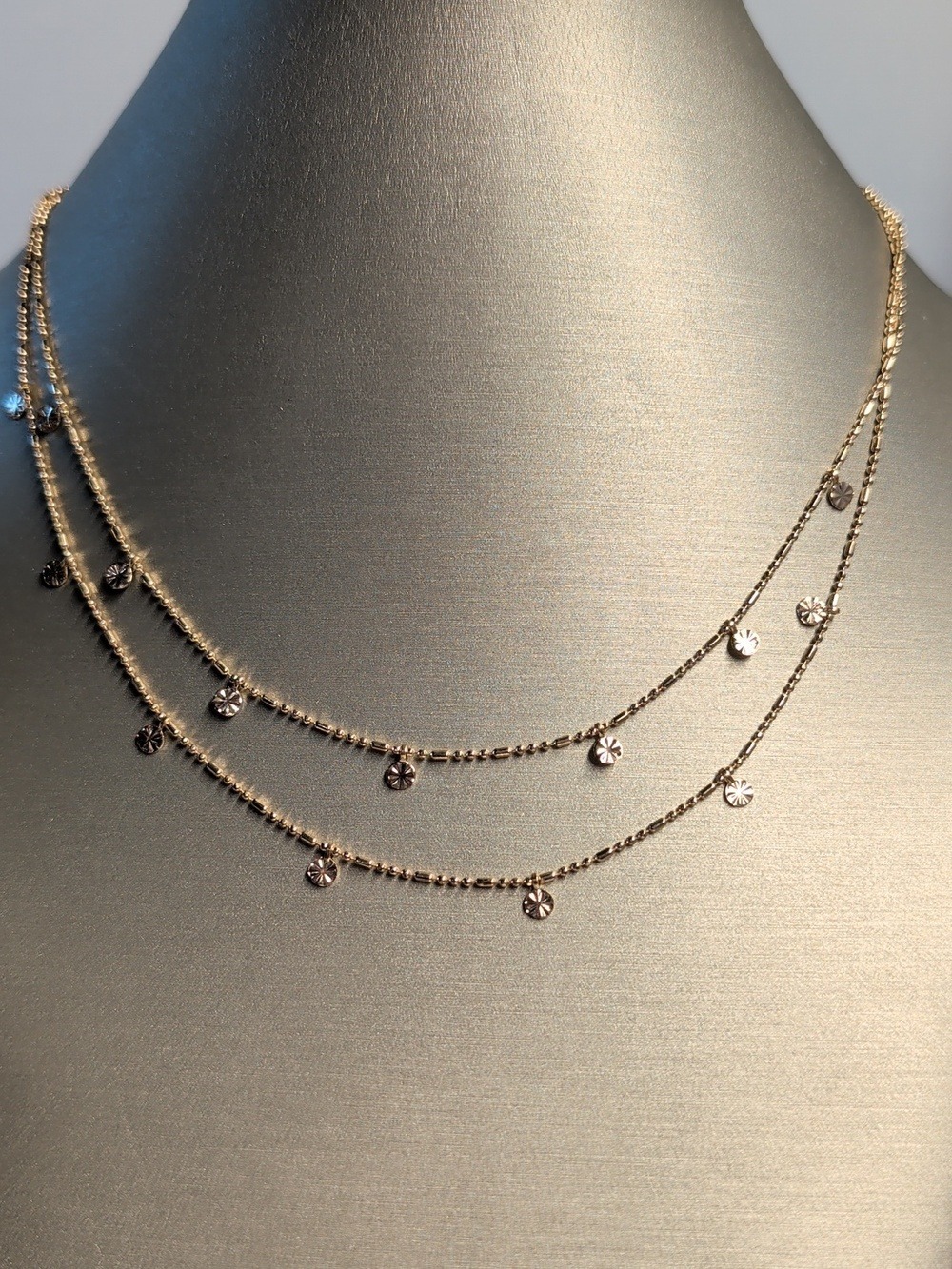 Francescas Gold Tone Double Layer Dainty Charm Necklace/ Choker